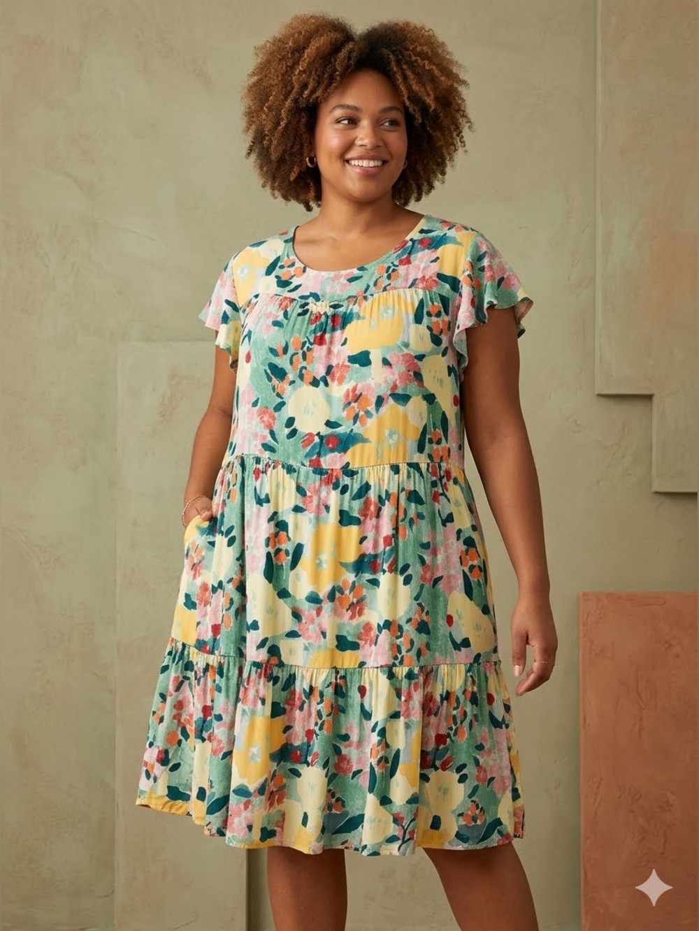 ✨ NWT Suzanne Betro Watercolor Floral Tiered Swing Dress ✨